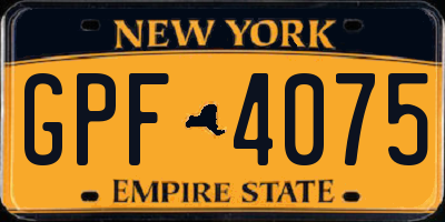 NY license plate GPF4075