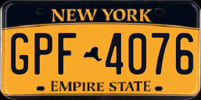 NY license plate GPF4076