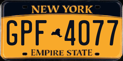 NY license plate GPF4077