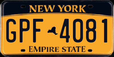 NY license plate GPF4081