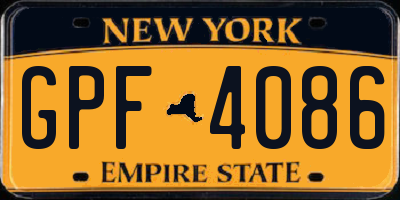 NY license plate GPF4086