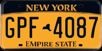NY license plate GPF4087