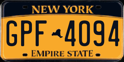 NY license plate GPF4094