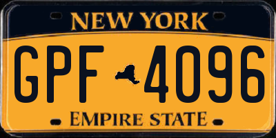 NY license plate GPF4096