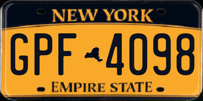 NY license plate GPF4098