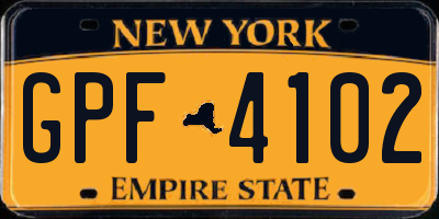 NY license plate GPF4102