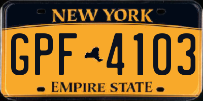 NY license plate GPF4103