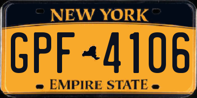 NY license plate GPF4106