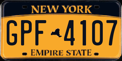 NY license plate GPF4107