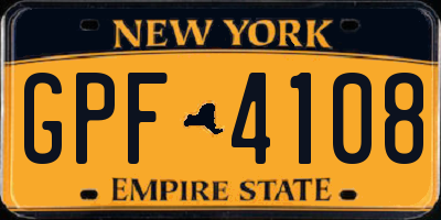 NY license plate GPF4108