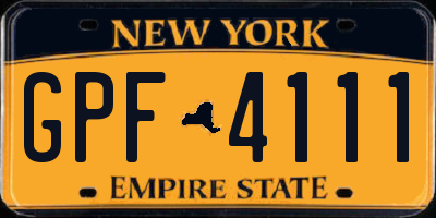 NY license plate GPF4111