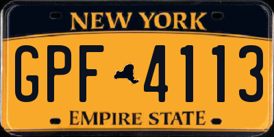 NY license plate GPF4113
