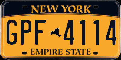 NY license plate GPF4114