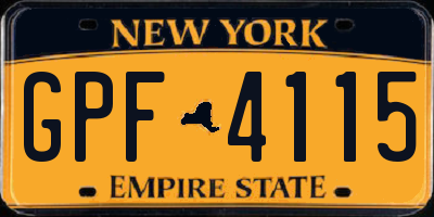 NY license plate GPF4115