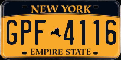 NY license plate GPF4116