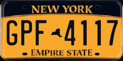 NY license plate GPF4117