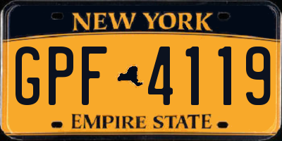 NY license plate GPF4119