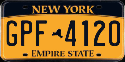 NY license plate GPF4120