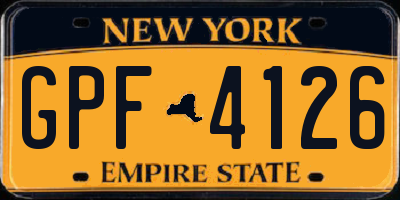 NY license plate GPF4126