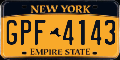 NY license plate GPF4143