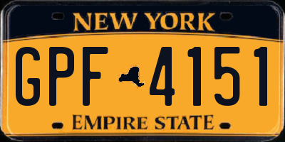 NY license plate GPF4151