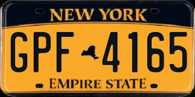 NY license plate GPF4165