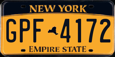 NY license plate GPF4172