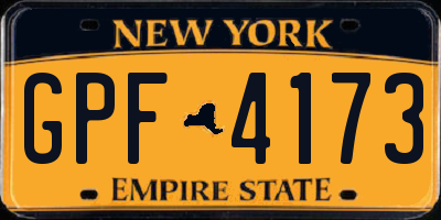 NY license plate GPF4173