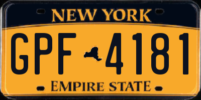 NY license plate GPF4181