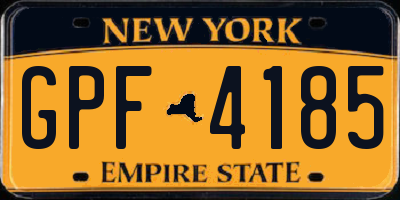 NY license plate GPF4185
