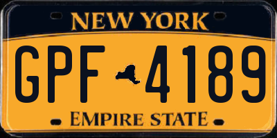 NY license plate GPF4189