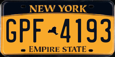 NY license plate GPF4193