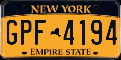 NY license plate GPF4194