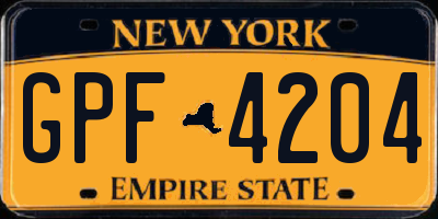 NY license plate GPF4204