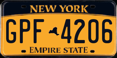 NY license plate GPF4206