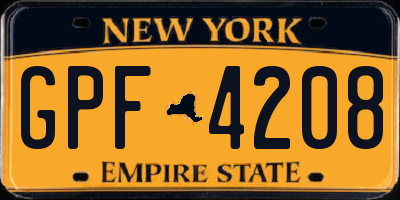 NY license plate GPF4208