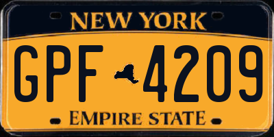 NY license plate GPF4209