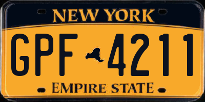 NY license plate GPF4211