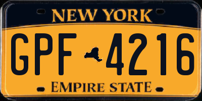 NY license plate GPF4216