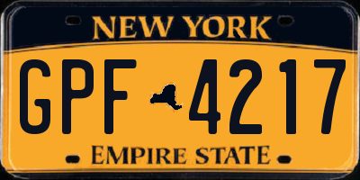 NY license plate GPF4217