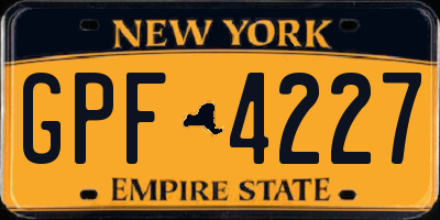 NY license plate GPF4227
