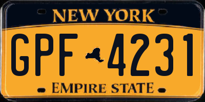 NY license plate GPF4231
