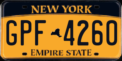 NY license plate GPF4260