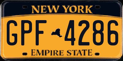NY license plate GPF4286