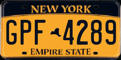 NY license plate GPF4289