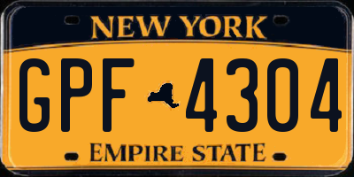 NY license plate GPF4304