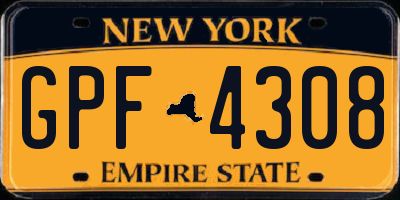 NY license plate GPF4308