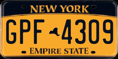 NY license plate GPF4309