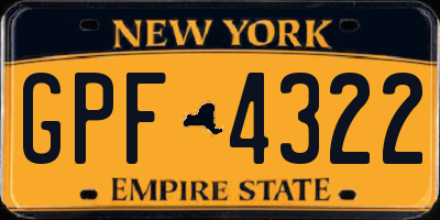 NY license plate GPF4322