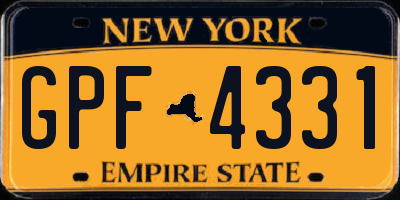 NY license plate GPF4331